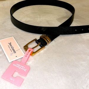 NWT JUICY COUTURE Black Faux Leather Belt L/XL